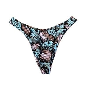 Snakeskin Pattern High Leg Swim Bottoms